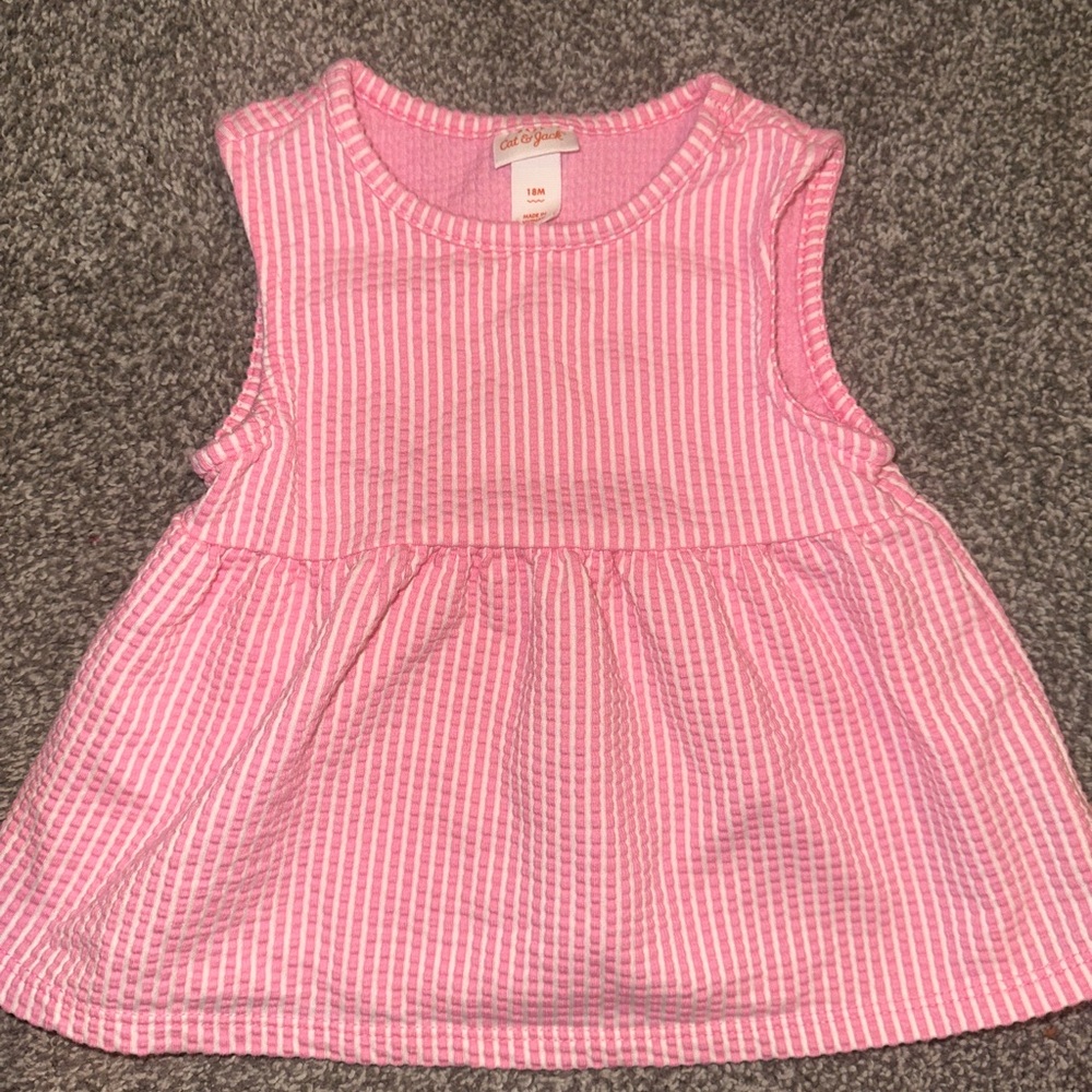 Cat & Jack Pink and White Striped Tank Top